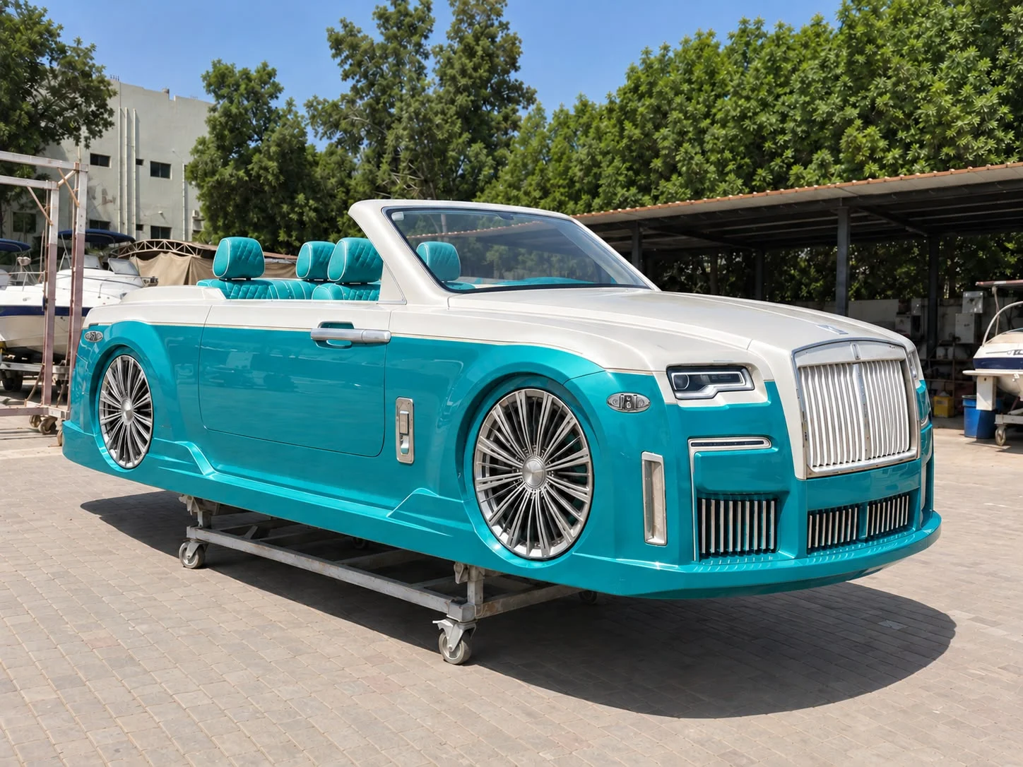 Turquoise and white SWC Phantom P560 with matching turquoise interior