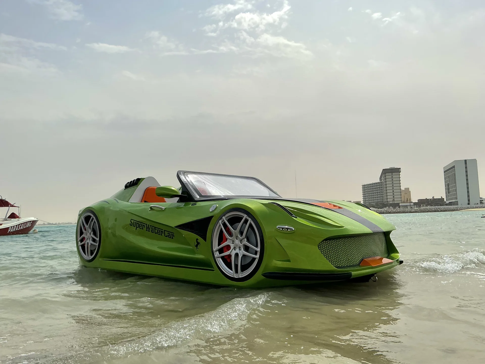 SWC Fleet Pro green jet car with Yamaha VX 1050 reverse gear engine